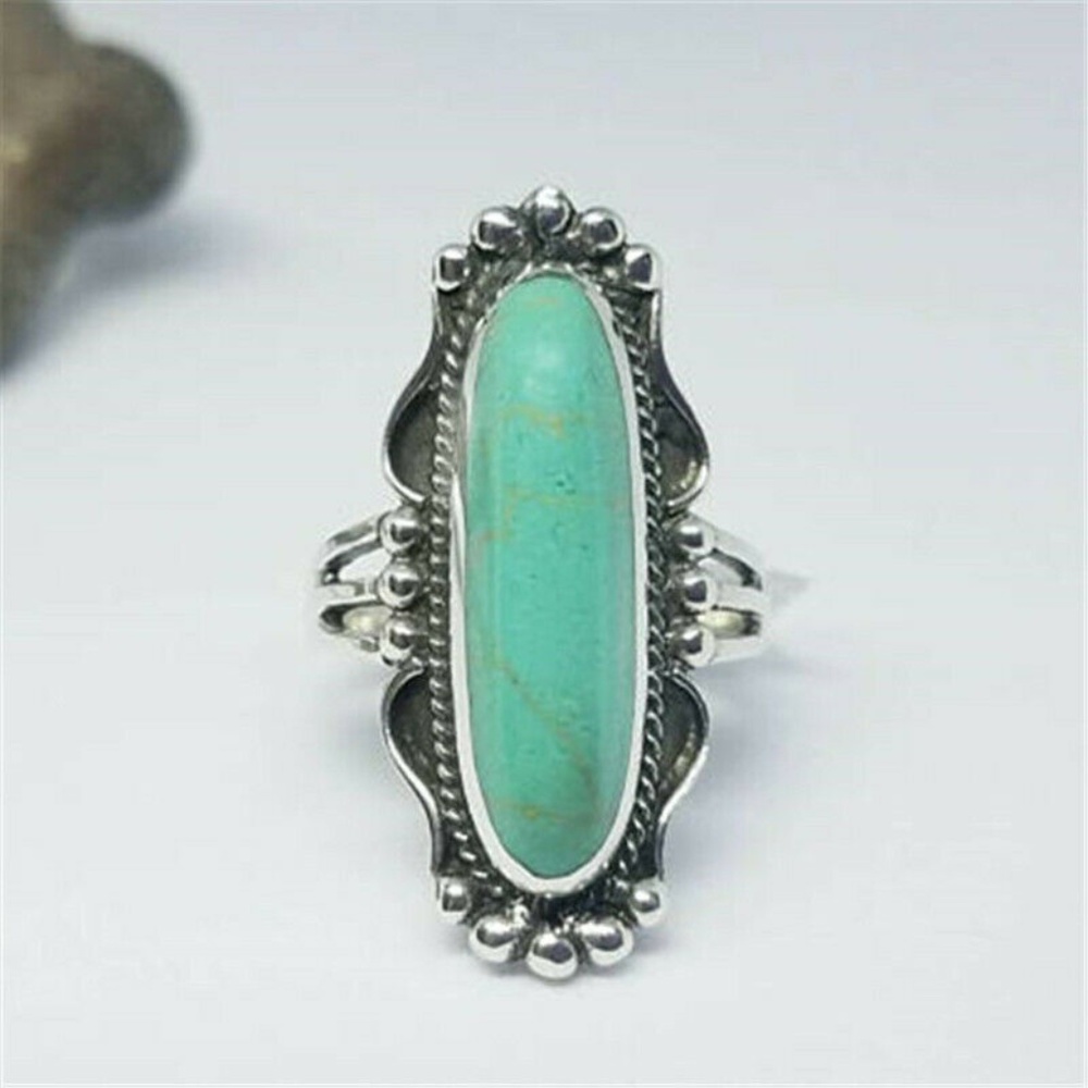 Silver Rectangular Turquoise Ring